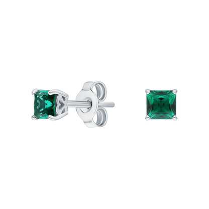 14K Solid Gold Emerald Square Cut Earrings. Cushionblue