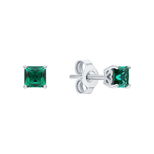 14K Solid Gold Emerald Square Cut Earrings. Cushionblue