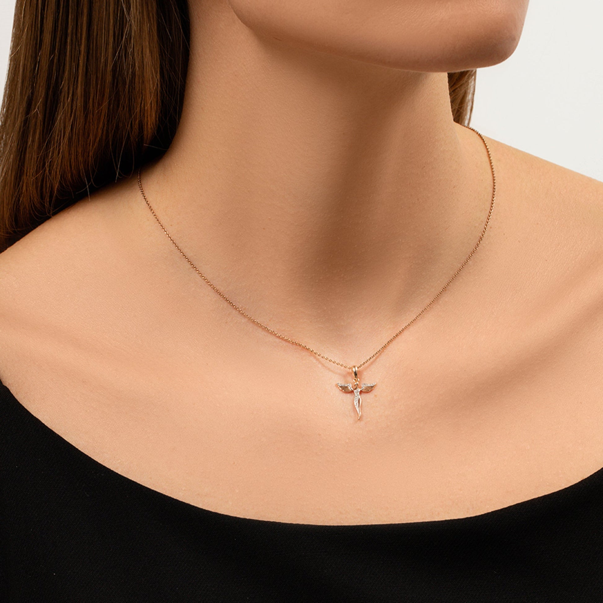 Pure Soul Angel Diamond Necklace Cushionblue
