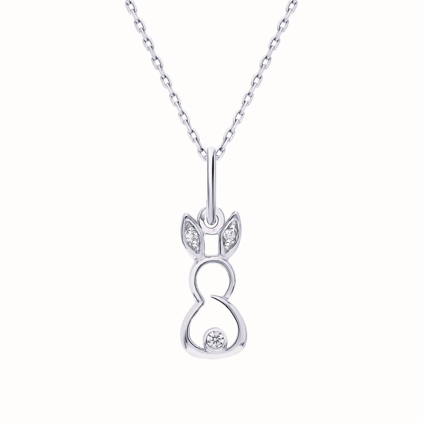 14k Solid Gold Diamond Rabbit Pendant | Bunny Charm Necklace | Handcrafted Animal Jewelry Gift for Her Cushionblue