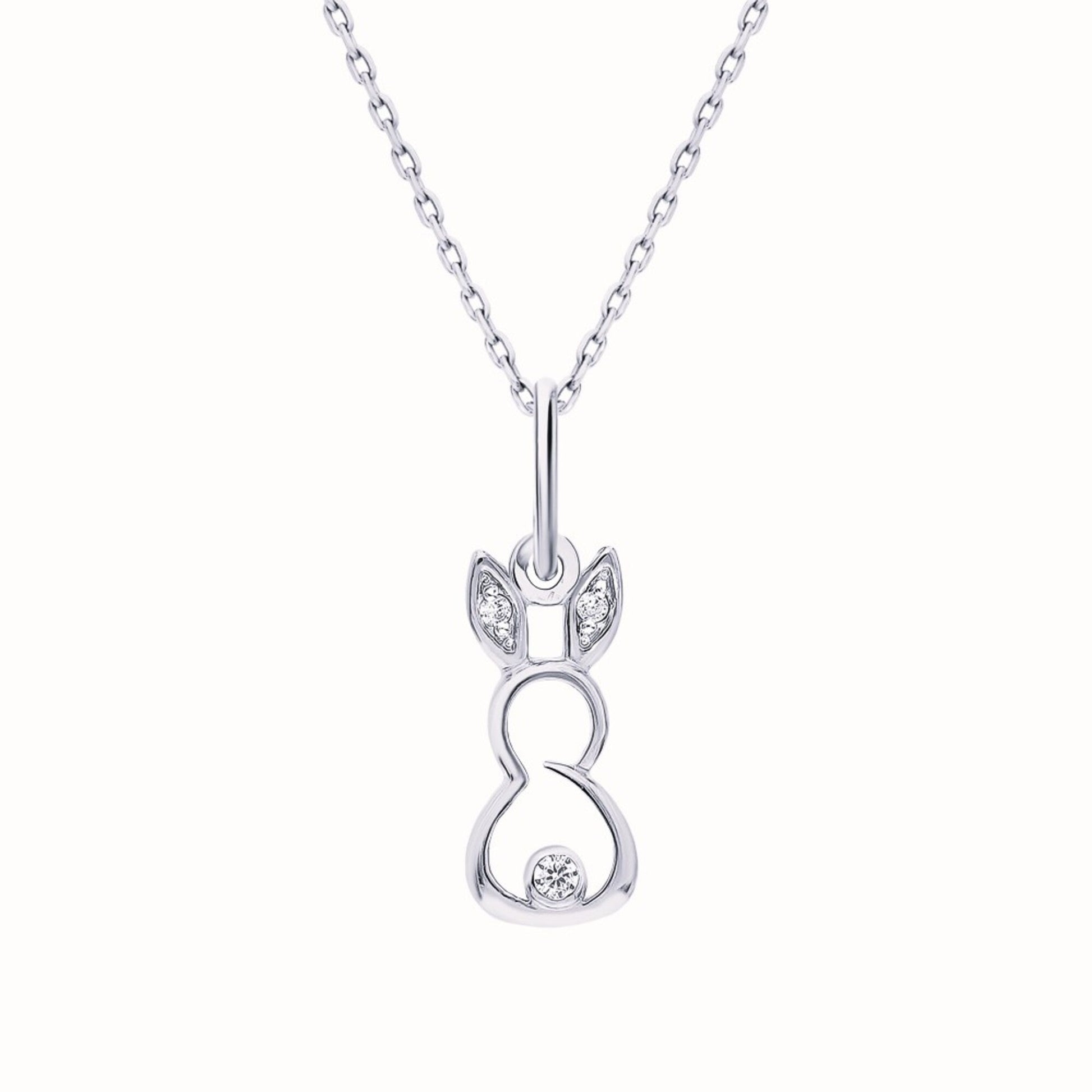 14k Solid Gold Diamond Rabbit Pendant | Bunny Charm Necklace | Handcrafted Animal Jewelry Gift for Her Cushionblue