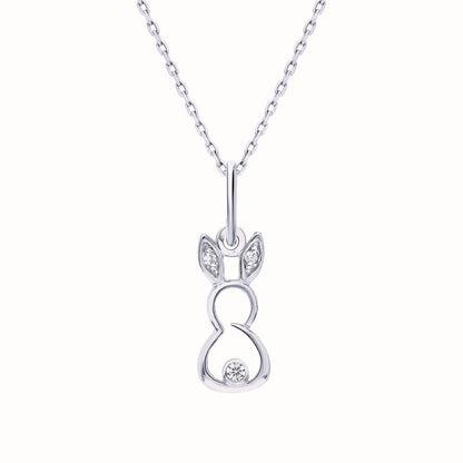 14k Solid Gold Diamond Rabbit Pendant | Bunny Charm Necklace | Handcrafted Animal Jewelry Gift for Her Cushionblue