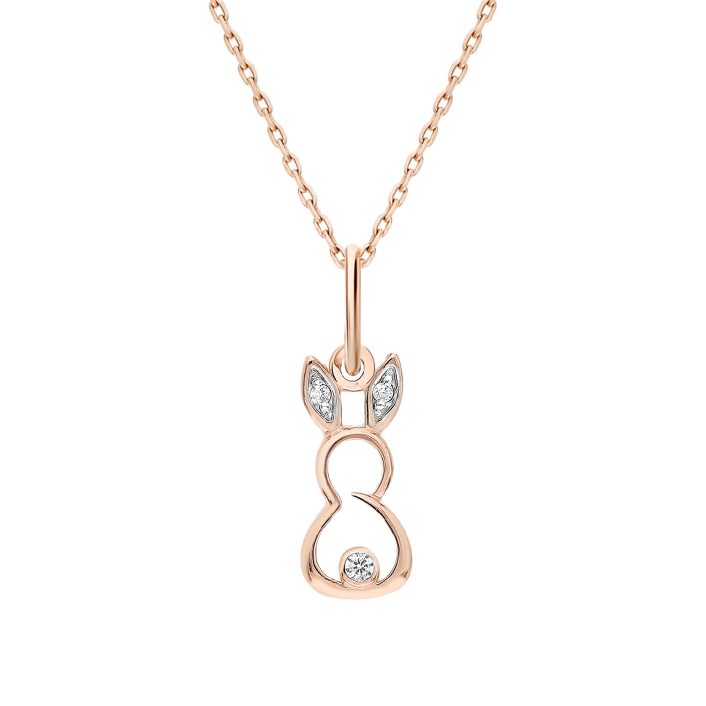 14k Solid Gold Diamond Rabbit Pendant | Bunny Charm Necklace | Handcrafted Animal Jewelry Gift for Her Cushionblue
