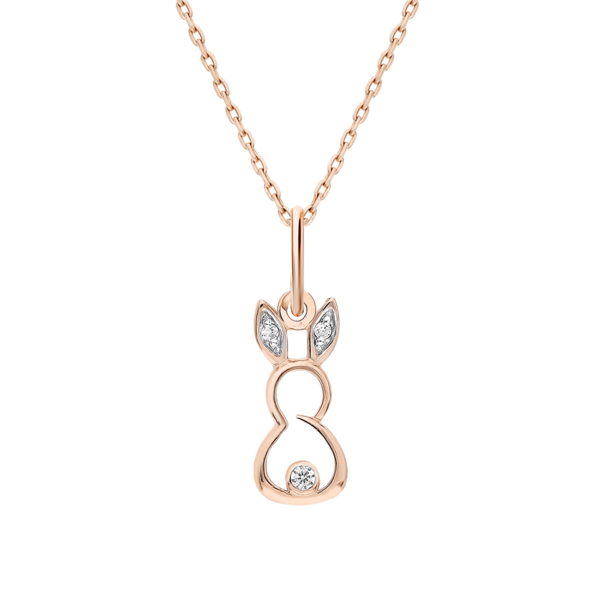 14k Solid Gold Diamond Rabbit Pendant | Bunny Charm Necklace | Handcrafted Animal Jewelry Gift for Her Cushionblue