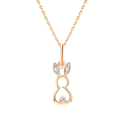 14k Solid Gold Diamond Rabbit Pendant | Bunny Charm Necklace | Handcrafted Animal Jewelry Gift for Her Cushionblue