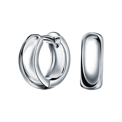 14k Gold Thick Hinged Huggies Earring, Huggie Hoop Earrings, 925 Sterling Silver. Cushionblue