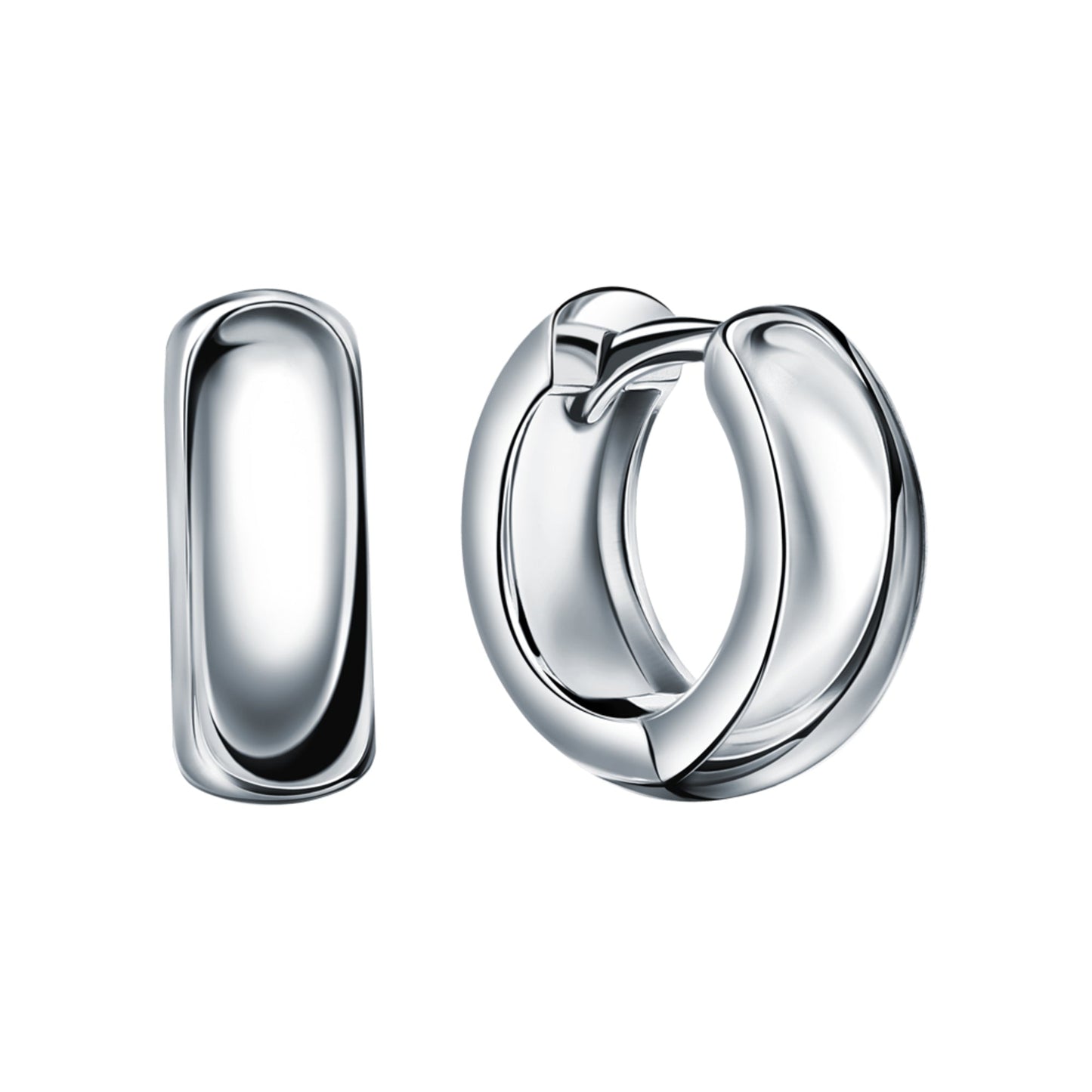 14k Gold Thick Hinged Huggies Earring, Huggie Hoop Earrings, 925 Sterling Silver. Cushionblue