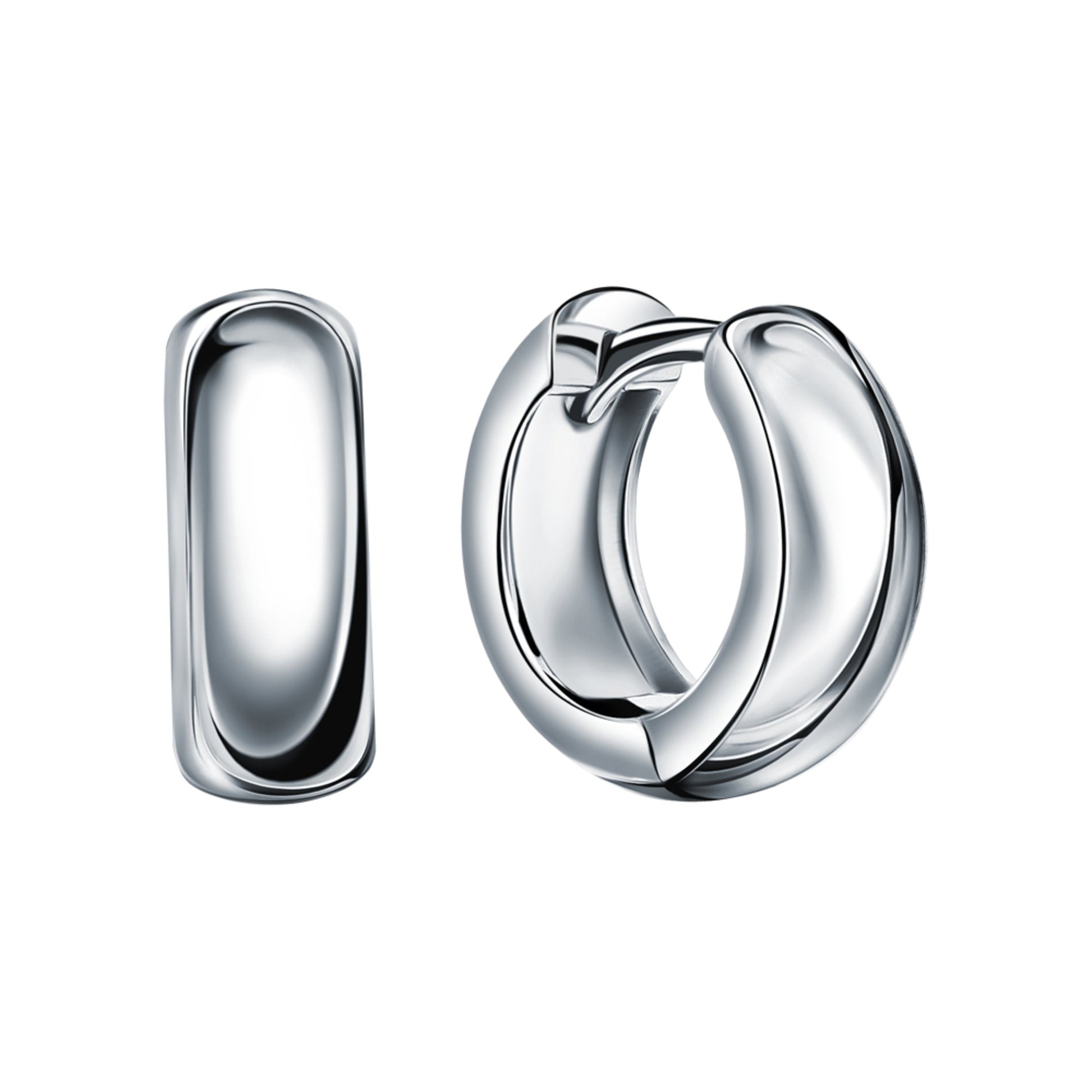 14k Gold Thick Hinged Huggies Earring, Huggie Hoop Earrings, 925 Sterling Silver. Cushionblue