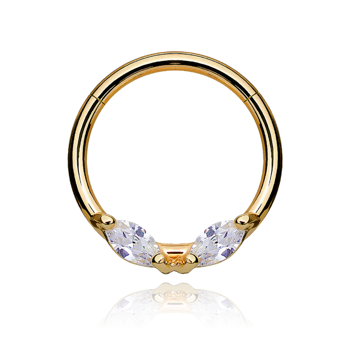 14k Gold Cluster Clicker Hoop, Helix Daith Marquise (0.20ct)Tragus Cartilage Septum Ring. Cushionblue