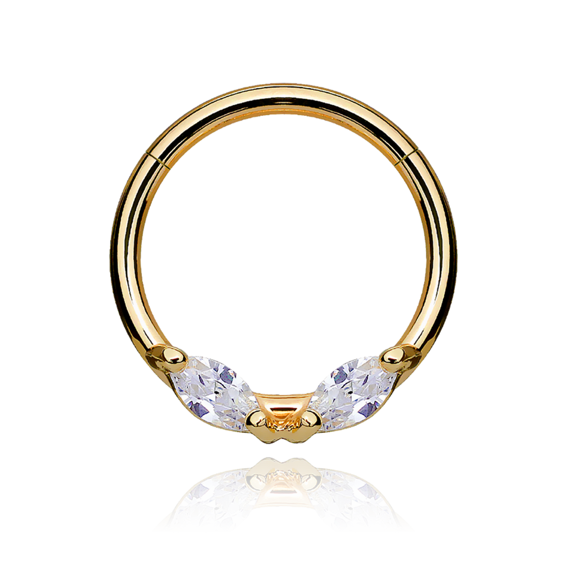 14k Gold Cluster Clicker Hoop, Helix Daith Marquise (0.20ct)Tragus Cartilage Septum Ring. Cushionblue