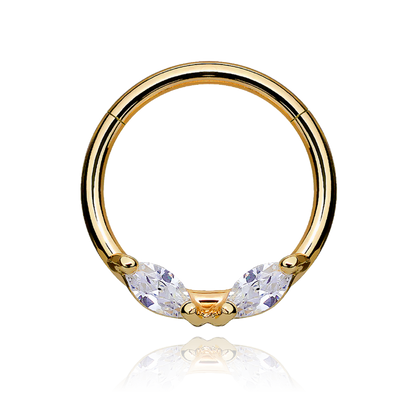 14k Gold Cluster Clicker Hoop, Helix Daith Marquise (0.20ct)Tragus Cartilage Septum Ring. Cushionblue