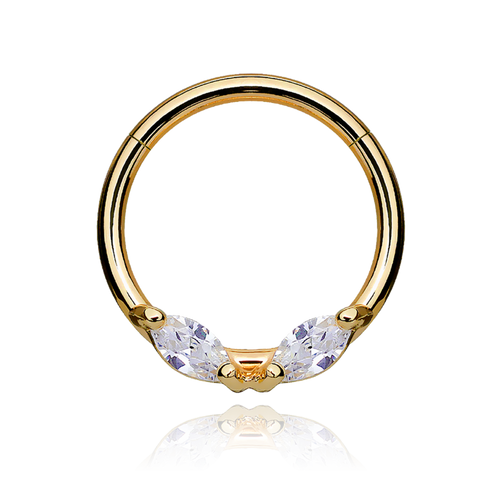 14k Gold Cluster Clicker Hoop, Helix Daith Marquise (0.20ct)Tragus Cartilage Septum Ring. Cushionblue