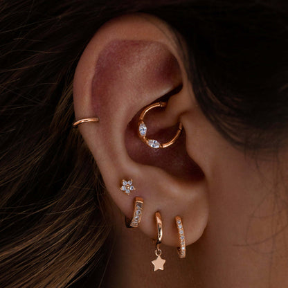 14k Gold Tragus Cartilage Septum Ring Cushionblue