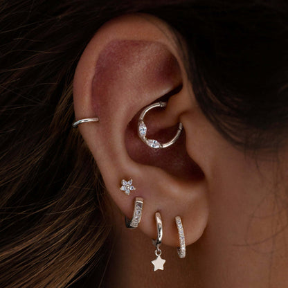 14k Gold Cluster Clicker Hoop, Helix Daith Marquise (0.20ct)Tragus Cartilage Septum Ring. Cushionblue