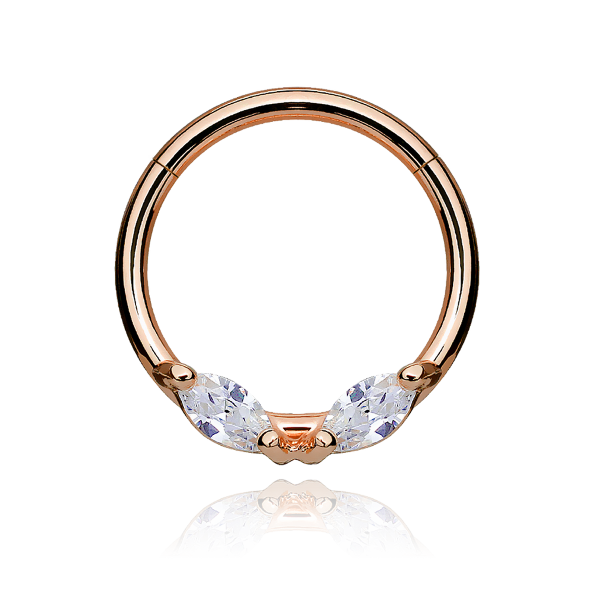 14k Gold Cluster Clicker Hoop, Helix Daith Marquise (0.20ct)Tragus Cartilage Septum Ring. Cushionblue