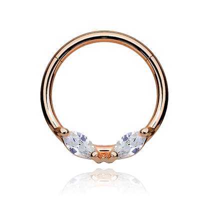 14k Gold Cluster Clicker Hoop, Helix Daith Marquise (0.20ct)Tragus Cartilage Septum Ring. Cushionblue