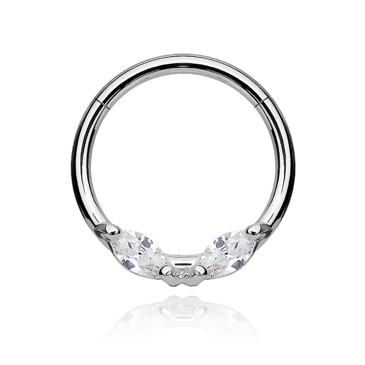 14k Gold Cluster Clicker Hoop, Helix Daith Marquise (0.20ct)Tragus Cartilage Septum Ring. Cushionblue
