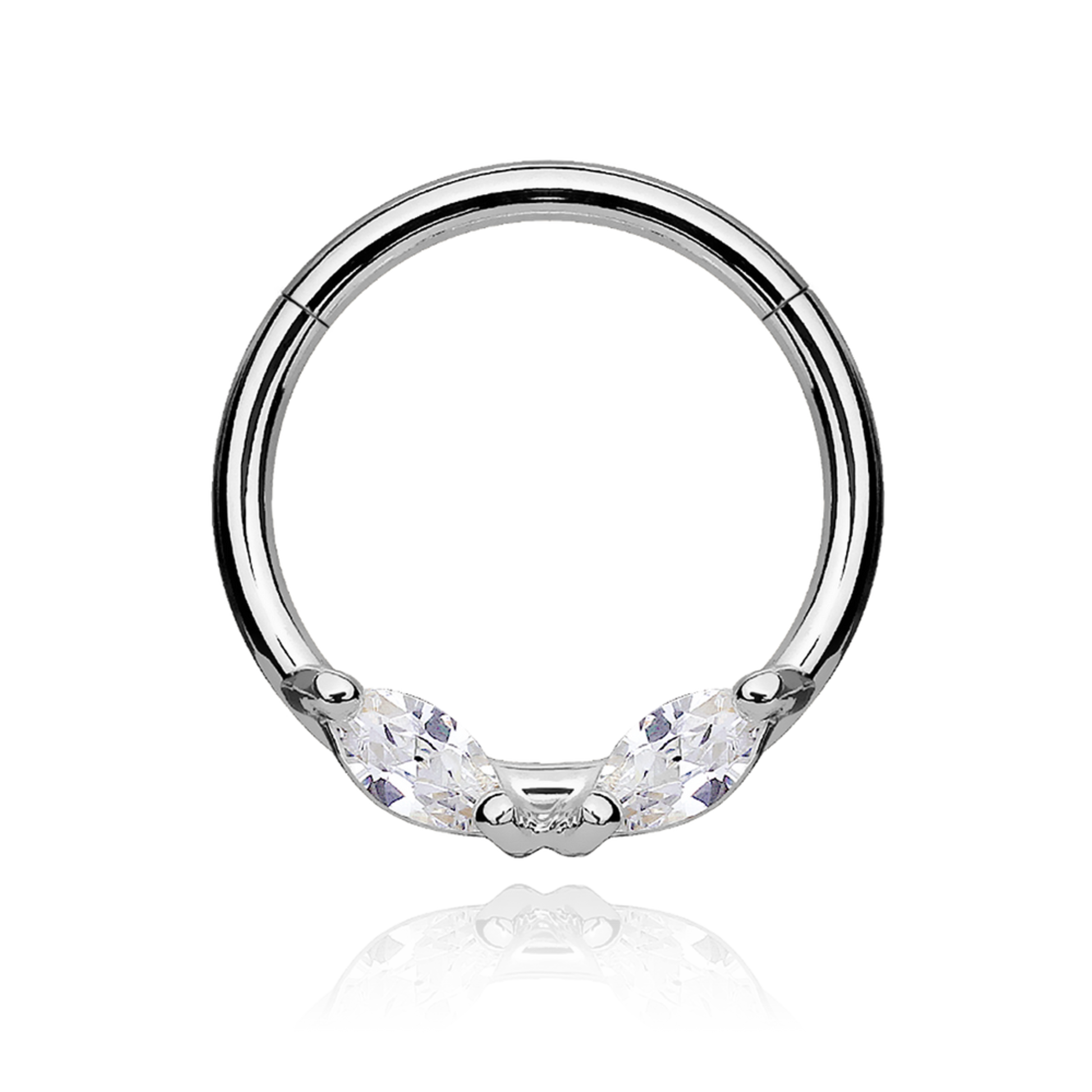 14k Gold Cluster Clicker Hoop, Helix Daith Marquise (0.20ct)Tragus Cartilage Septum Ring. Cushionblue
