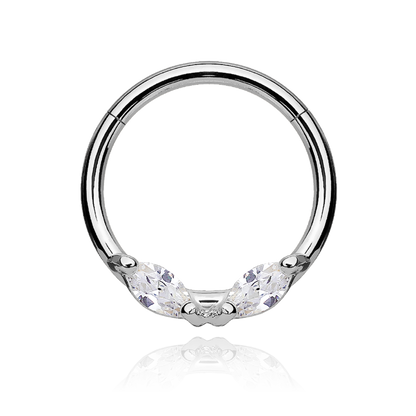 14k Gold Cluster Clicker Hoop, Helix Daith Marquise (0.20ct)Tragus Cartilage Septum Ring. Cushionblue