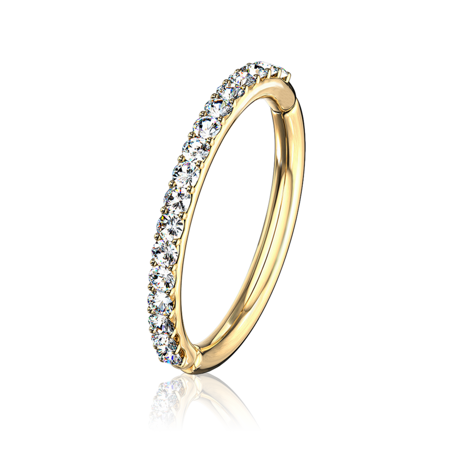 Conch Hoop Clicker, Hinged Segment Ring, Cartilage Helix Rook Hoop, Diamond (0.20ct) Septum Ring,Conch Piercing. Cushionblue