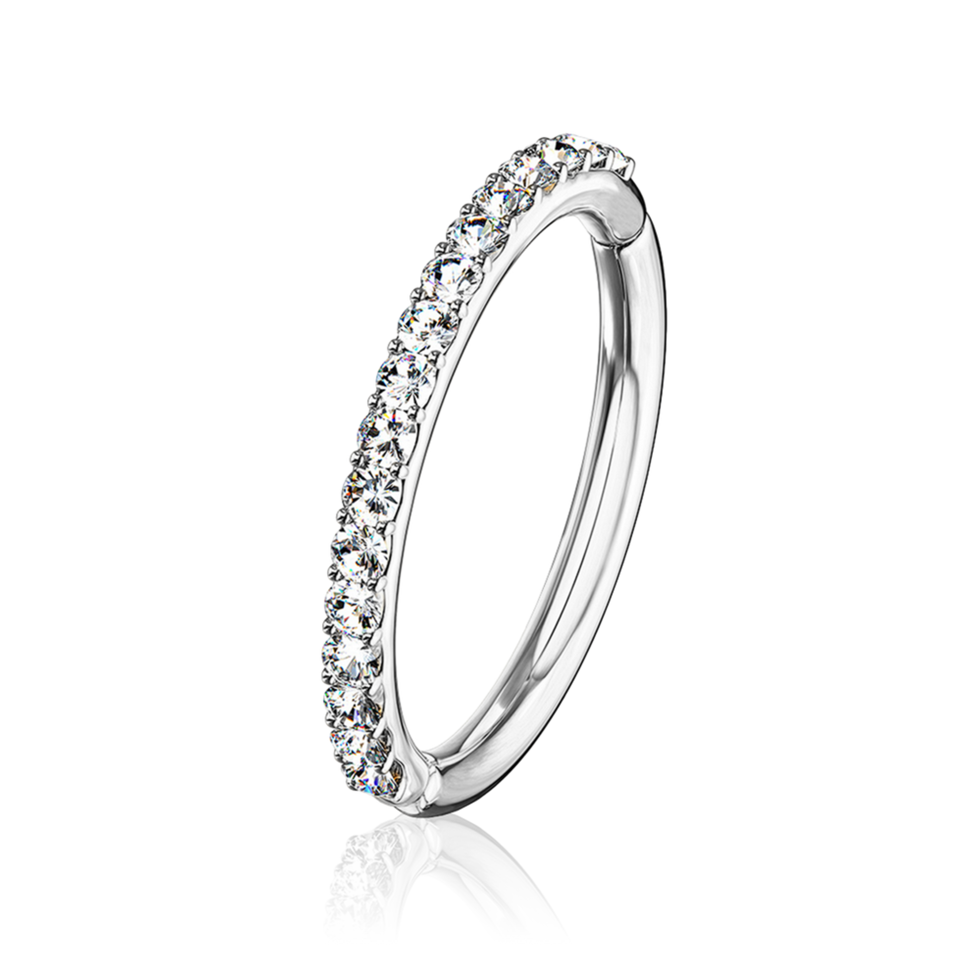 Conch Hoop Clicker, Hinged Segment Ring, Cartilage Helix Rook Hoop, Diamond (0.20ct) Septum Ring,Conch Piercing. Cushionblue