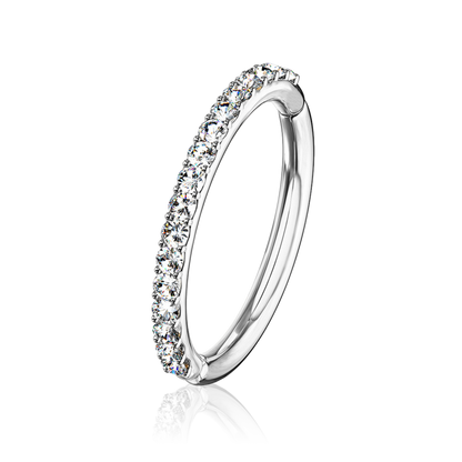 Conch Hoop Clicker, Hinged Segment Ring, Cartilage Helix Rook Hoop, Diamond (0.20ct) Septum Ring,Conch Piercing. Cushionblue