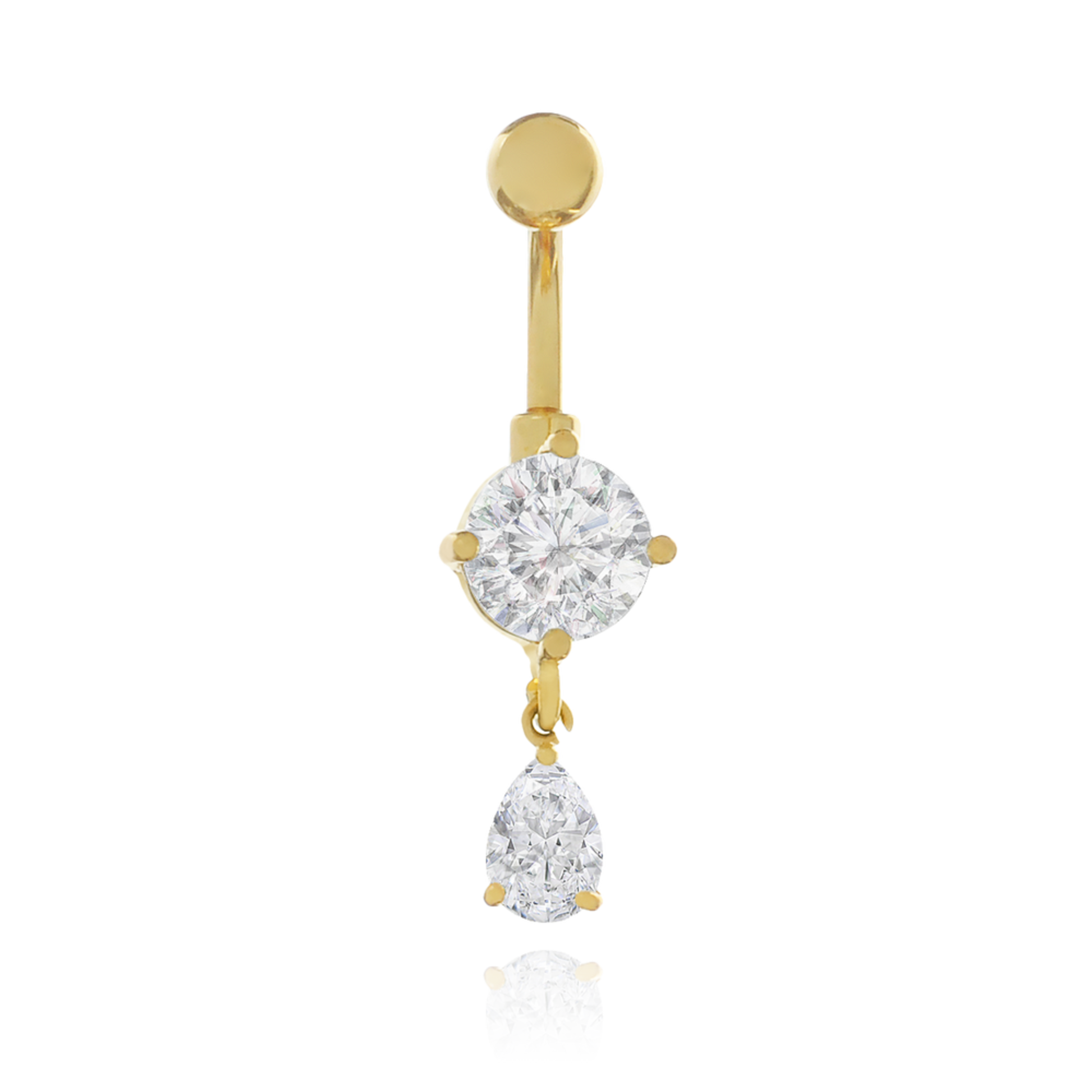 Dangle Pear Shape Diamond Belly Ring Cushionblue