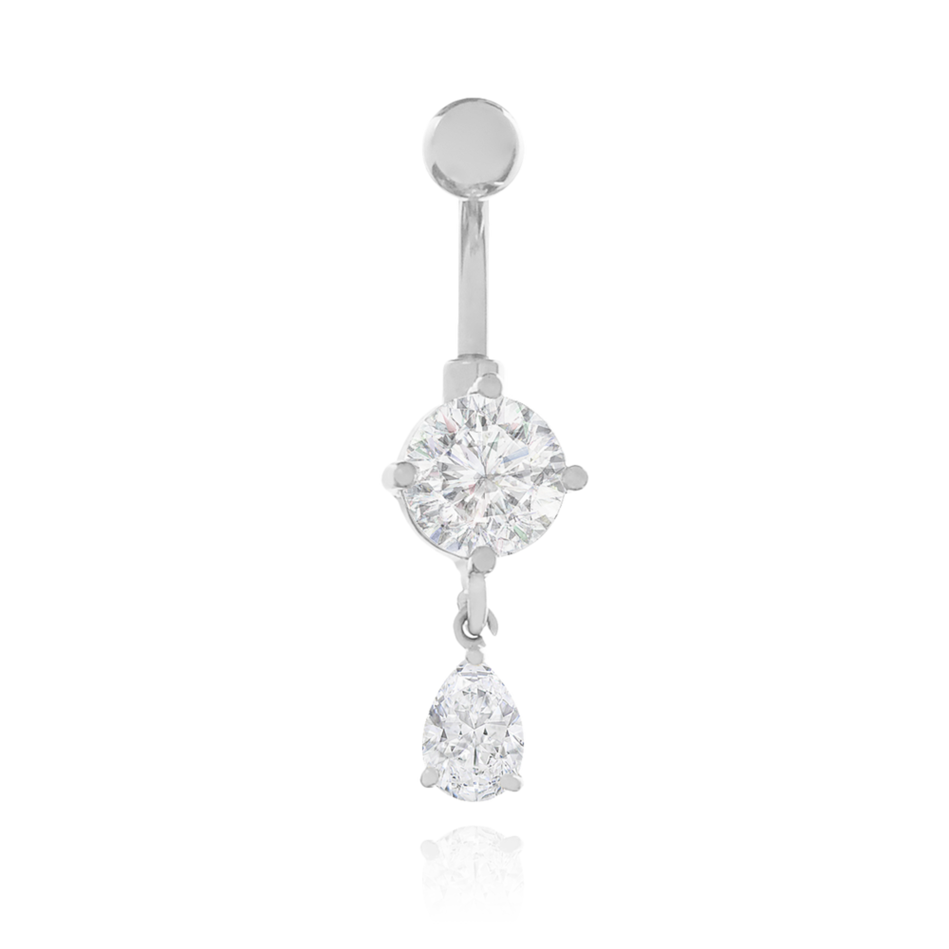 Dangle Pear Shape Diamond Belly Ring Cushionblue