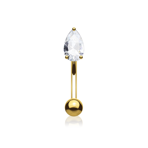 Prong set Tear Drop Banana Bar Rook Piercing Cushionblue