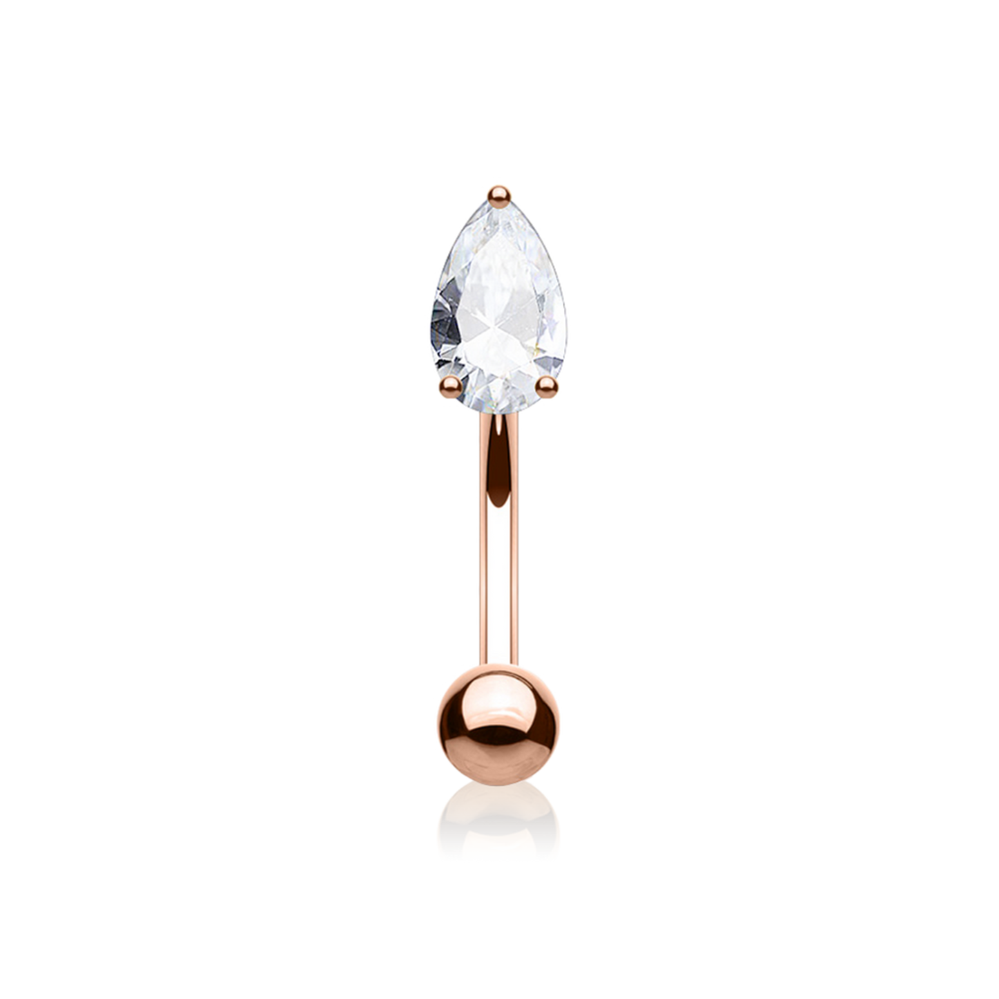 14K Solid Gold Rook Piercing, Prong set Tear Drop Piercing,  Pear Diamond (0.25ct) Earring. Cushionblue