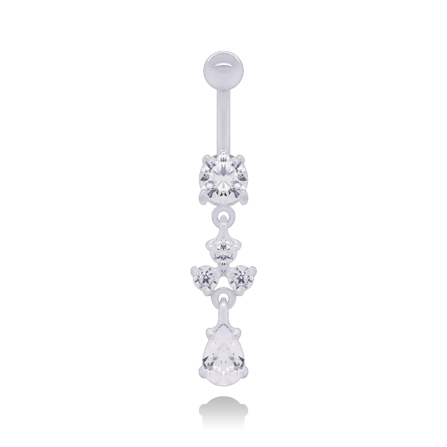 14K Gold Dangle Navel Piercing Cushionblue