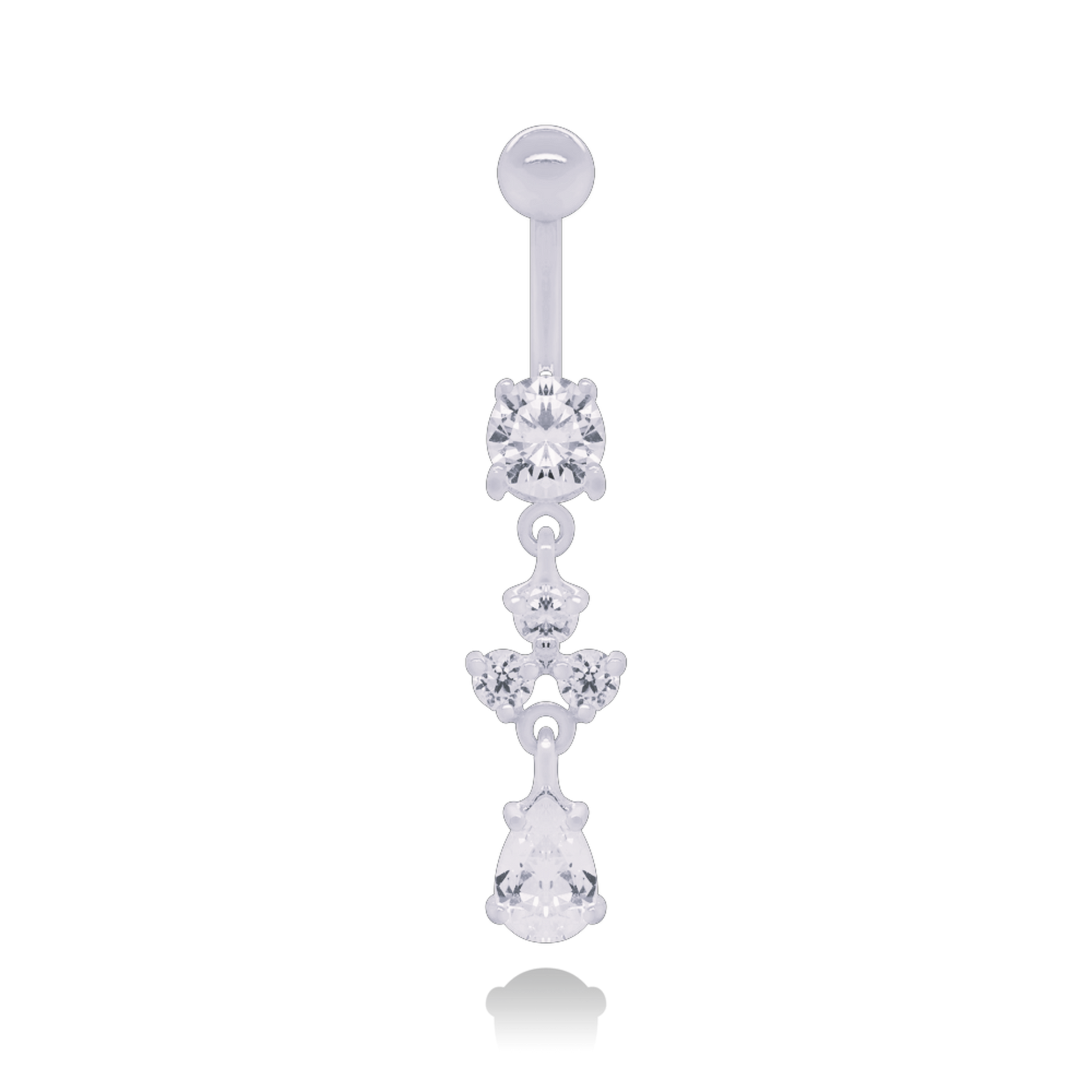 14K Gold Dangle Navel Piercing Cushionblue