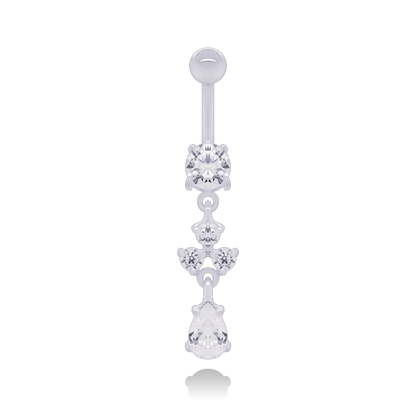 14K Gold Dangle Navel Piercing Cushionblue