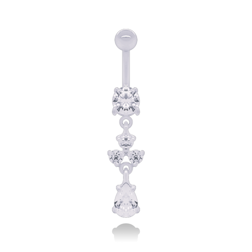 14K Gold Dangle Navel Piercing Cushionblue