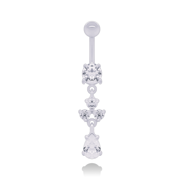 14K Gold Dangle Navel Piercing Cushionblue
