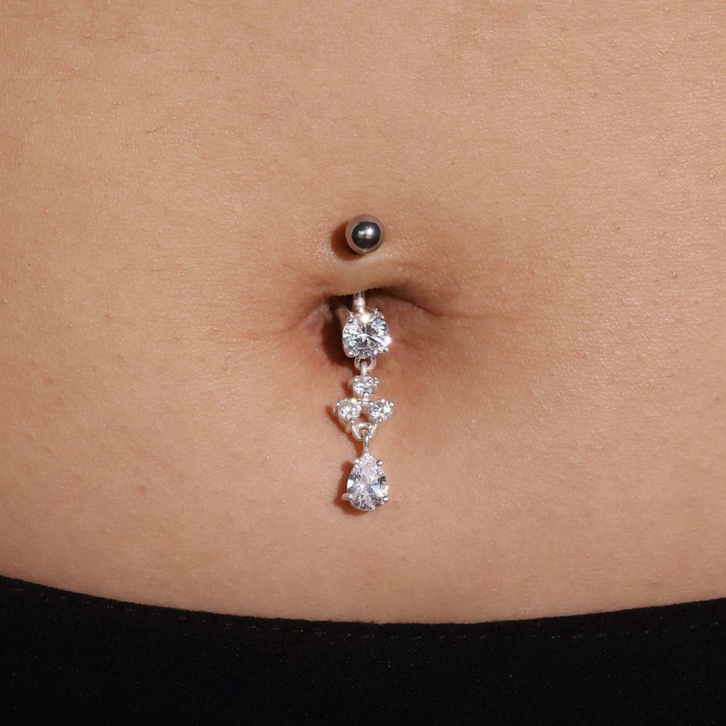 14K Gold Dangle Navel Piercing Cushionblue