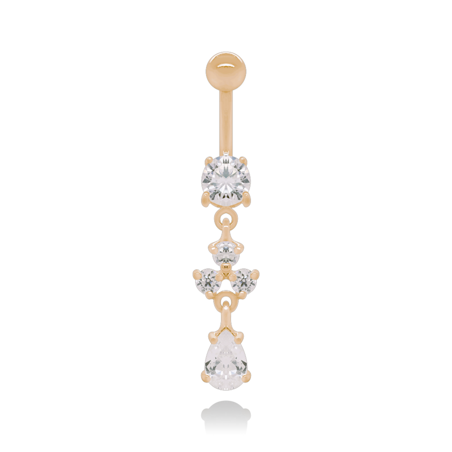 14K Gold Dangle Navel Piercing Cushionblue
