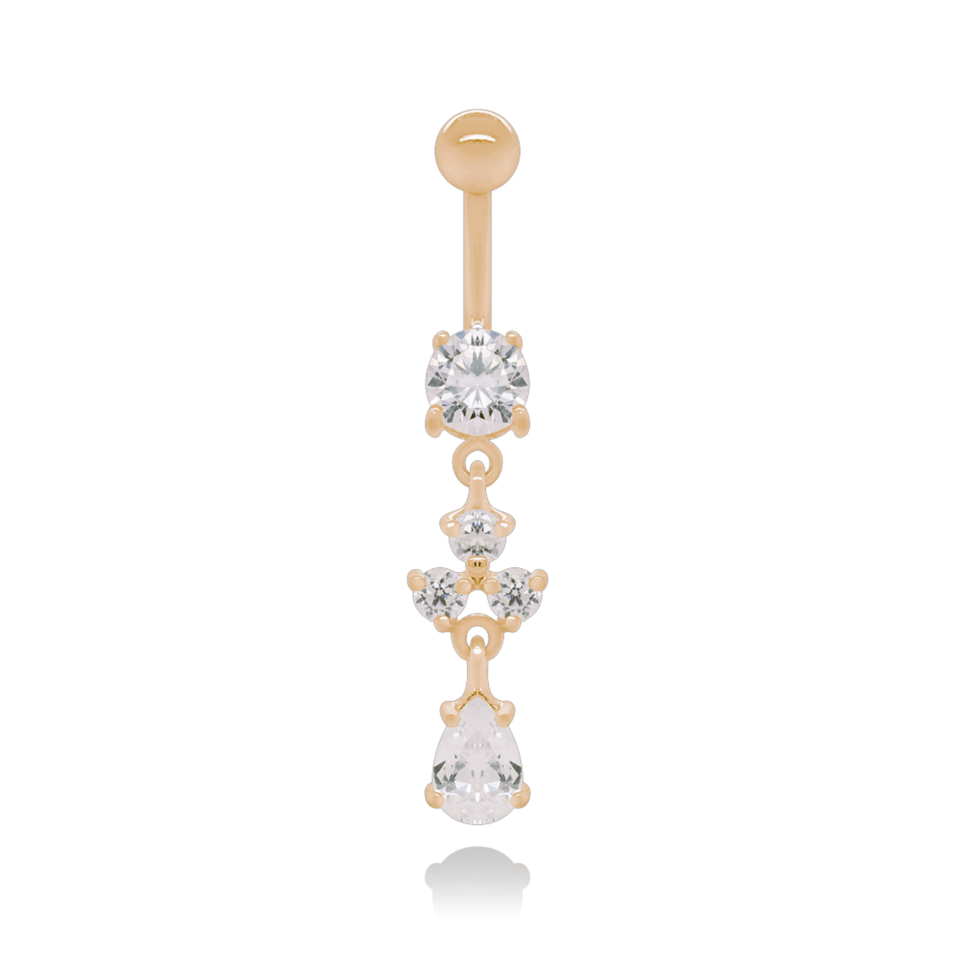 14K Gold Dangle Navel Piercing Cushionblue