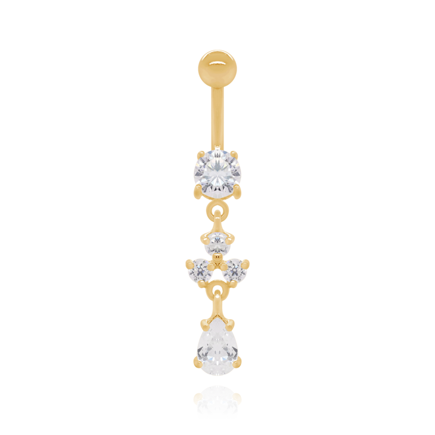 14K Gold Dangle Navel Piercing Cushionblue