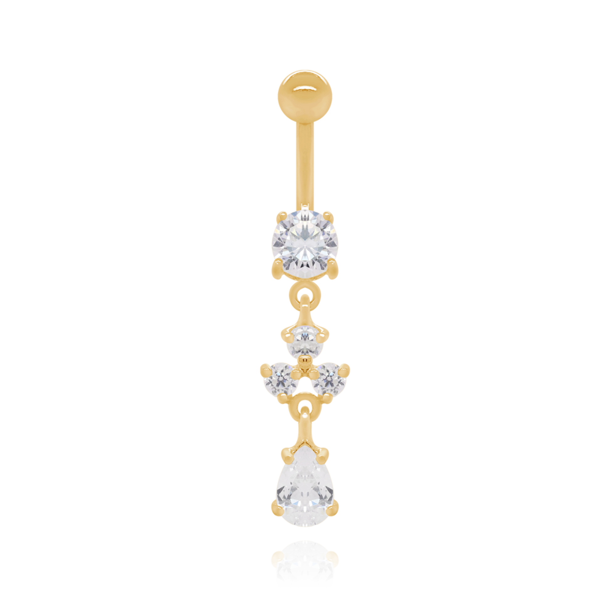 14K Gold Dangle Navel Piercing Cushionblue