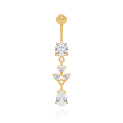14K Gold Dangle Navel Piercing Cushionblue