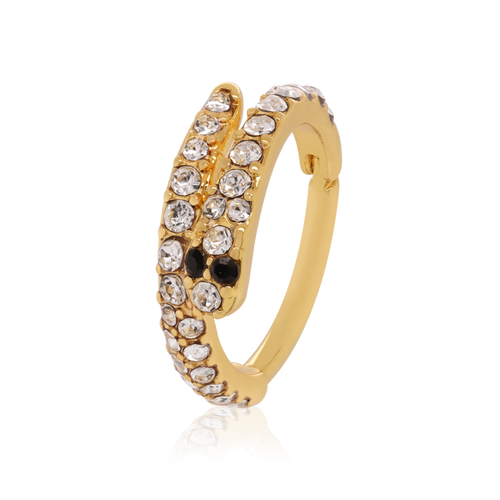 14K White Gold  Conch Snake Hoop, Snake Design Diamond Clicker Piercing Cartilage Hoop. Cushionblue