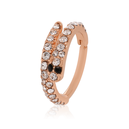 14K White Gold  Conch Snake Hoop, Snake Design Diamond Clicker Piercing Cartilage Hoop. Cushionblue