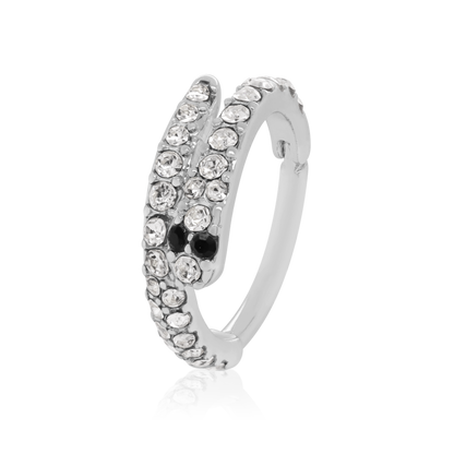 Snake Design Diamond Clicker Piercing Cushionblue