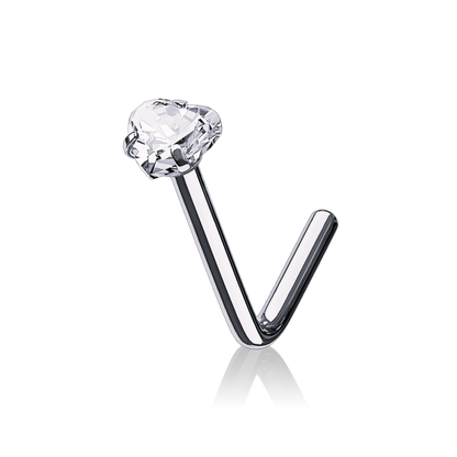 14K Solid Gold Lust Heart Nose Stud/L Shape Nose Heart Ring (0.18ct) Nose Stud Piercing. Cushionblue