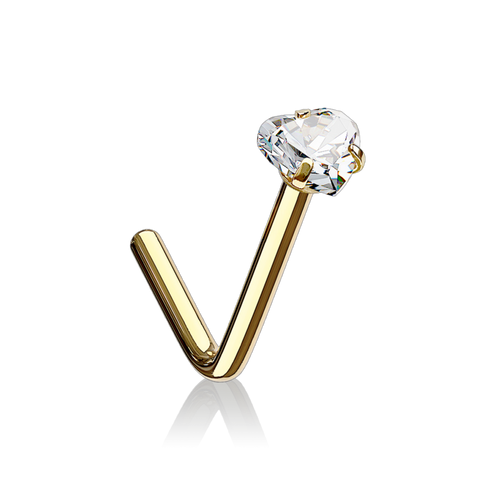 14K Solid Gold Lust Heart Nose Stud/L Shape Nose Heart Ring (0.18ct) Nose Stud Piercing. Cushionblue