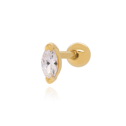 14k Gold Marquise Solitaire Piercing Cushionblue