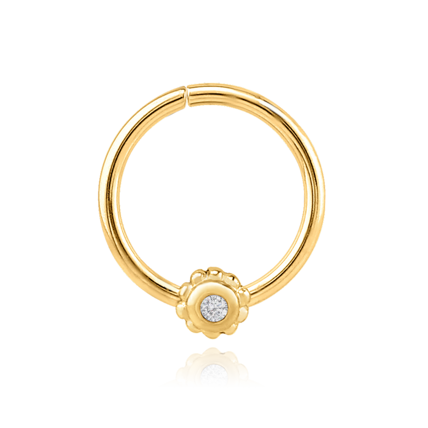 14K Solid Gold Flower Rook Radiant Hoop Cushionblue