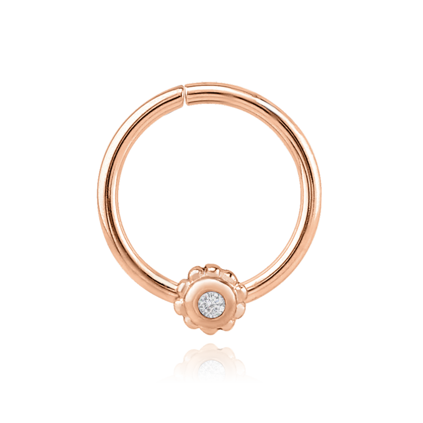 14K Solid Gold Flower Rook Radiant Hoop Cushionblue