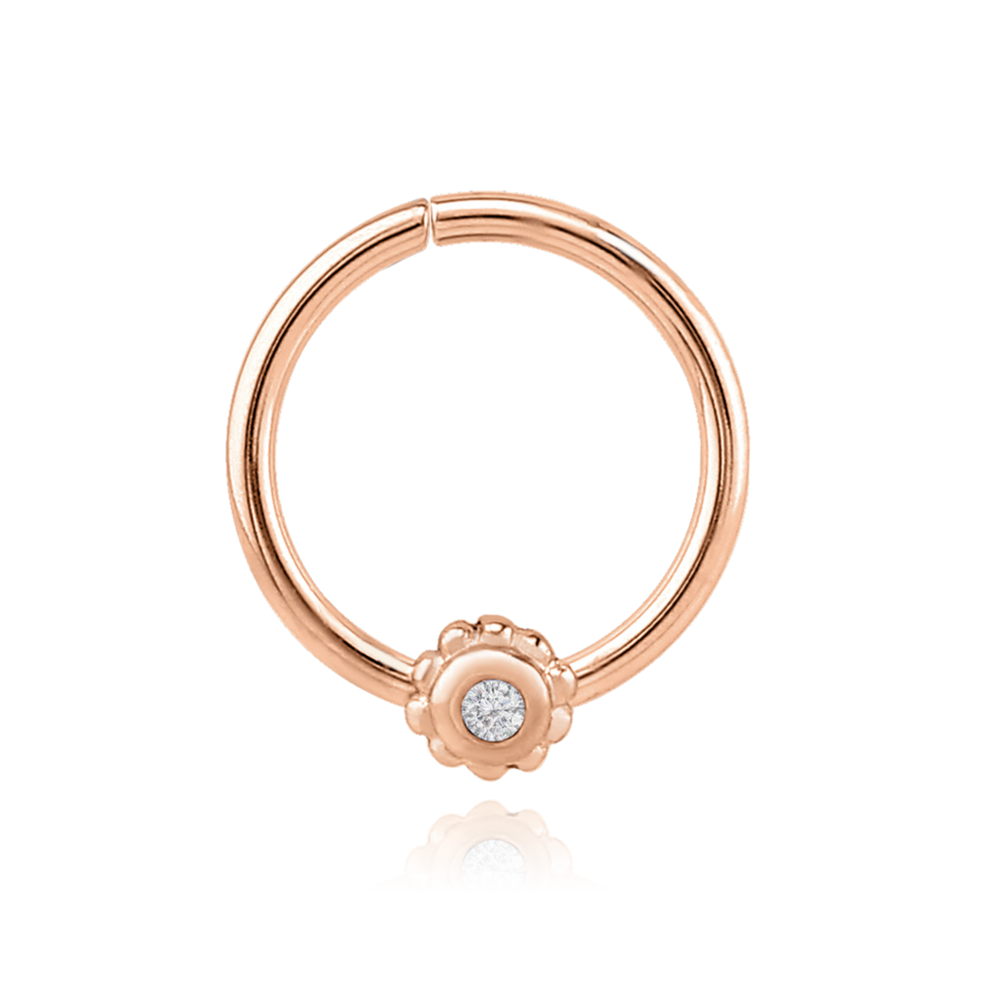 14K Solid Gold Flower Rook Radiant Hoop Cushionblue